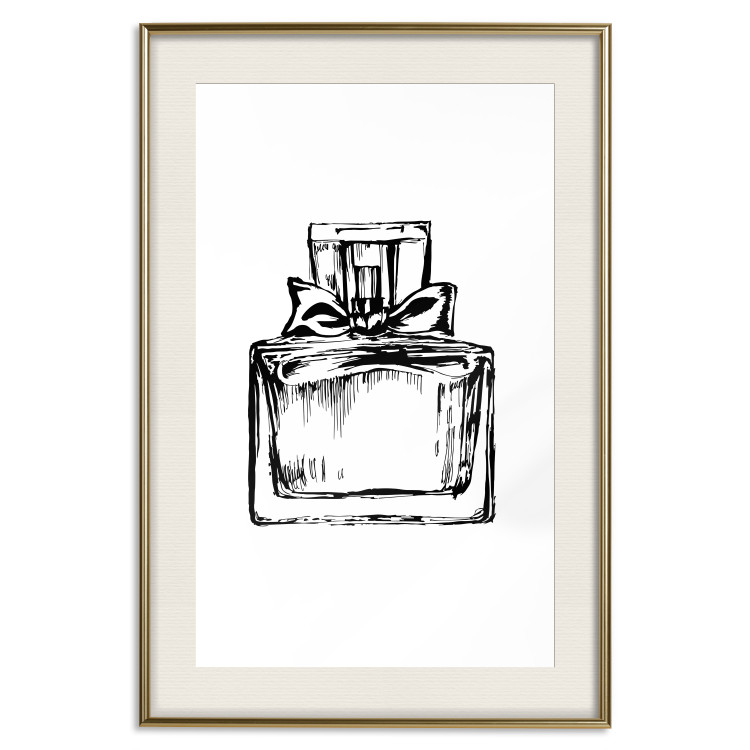 Poster Scent of Luxury - black and white pattern of a glass perfume bottle with a ribbon 125108 additionalImage 19