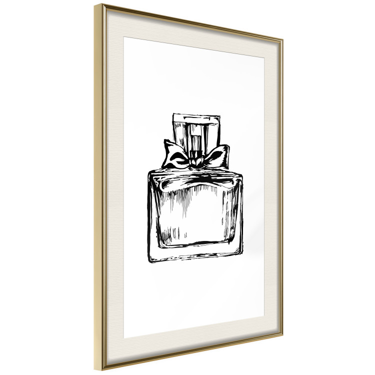 Poster Scent of Luxury - black and white pattern of a glass perfume bottle with a ribbon 125108 additionalImage 2