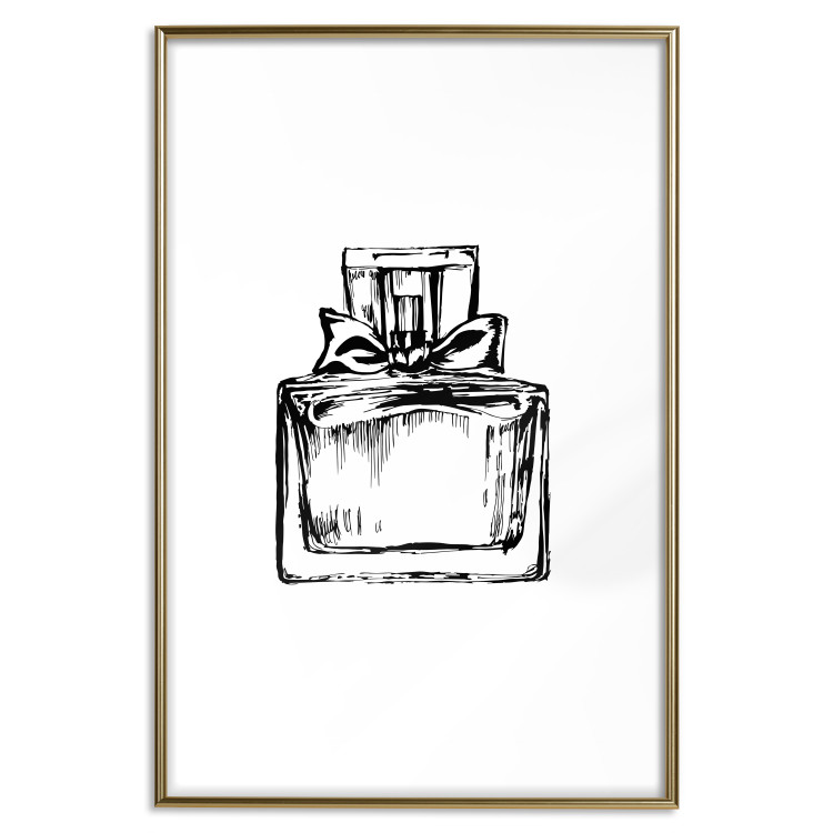 Poster Scent of Luxury - black and white pattern of a glass perfume bottle with a ribbon 125108 additionalImage 14