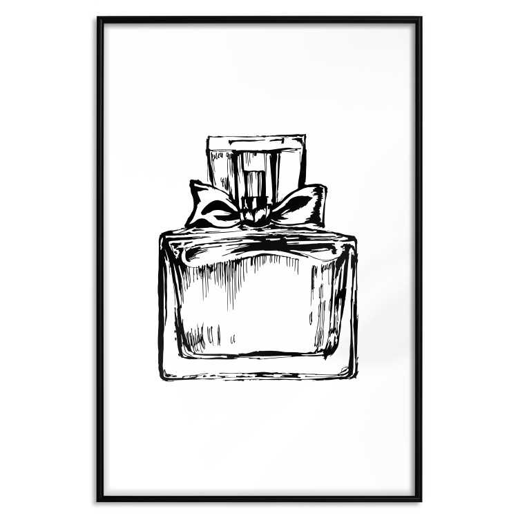 Poster Scent of Luxury - black and white pattern of a glass perfume bottle with a ribbon 125108 additionalImage 24