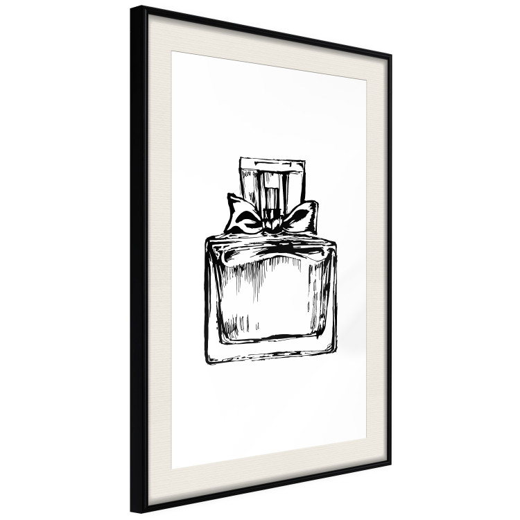 Poster Scent of Luxury - black and white pattern of a glass perfume bottle with a ribbon 125108 additionalImage 3