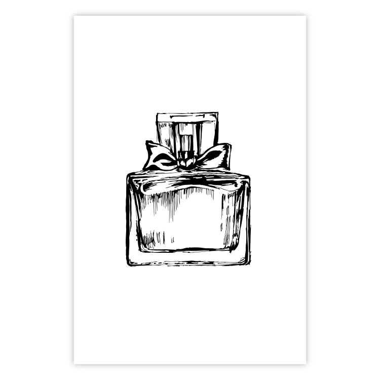 Poster Scent of Luxury - black and white pattern of a glass perfume bottle with a ribbon 125108 additionalImage 25