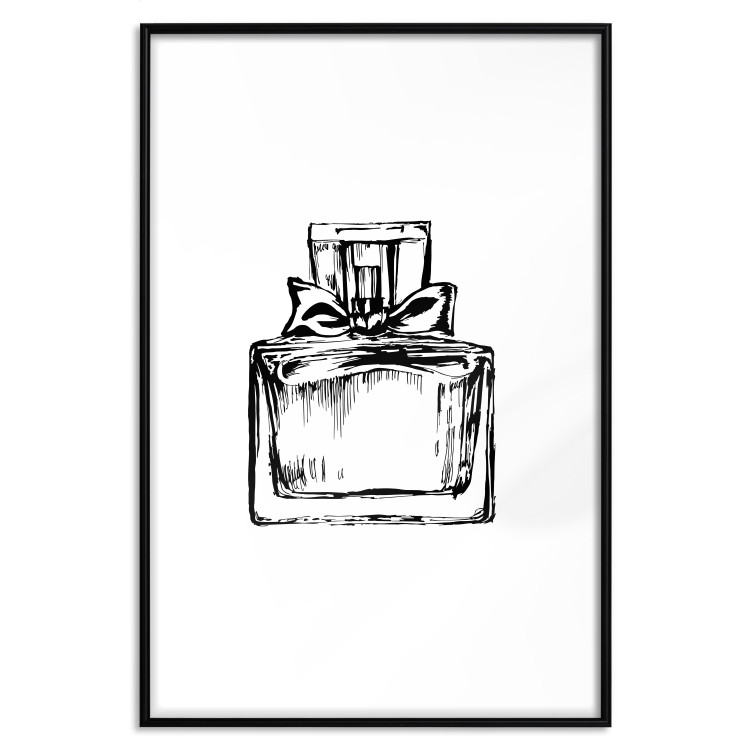 Poster Scent of Luxury - black and white pattern of a glass perfume bottle with a ribbon 125108 additionalImage 17