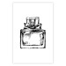 Poster Scent of Luxury - black and white pattern of a glass perfume bottle with a ribbon 125108