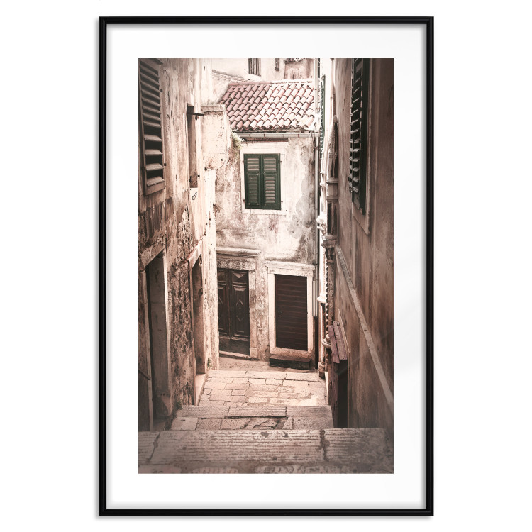 Wall Poster Retro Alley - urban architecture of a stone alleyway in sepia tone 128608 additionalImage 18