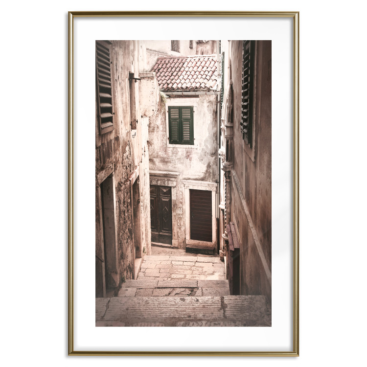 Wall Poster Retro Alley - urban architecture of a stone alleyway in sepia tone 128608 additionalImage 20