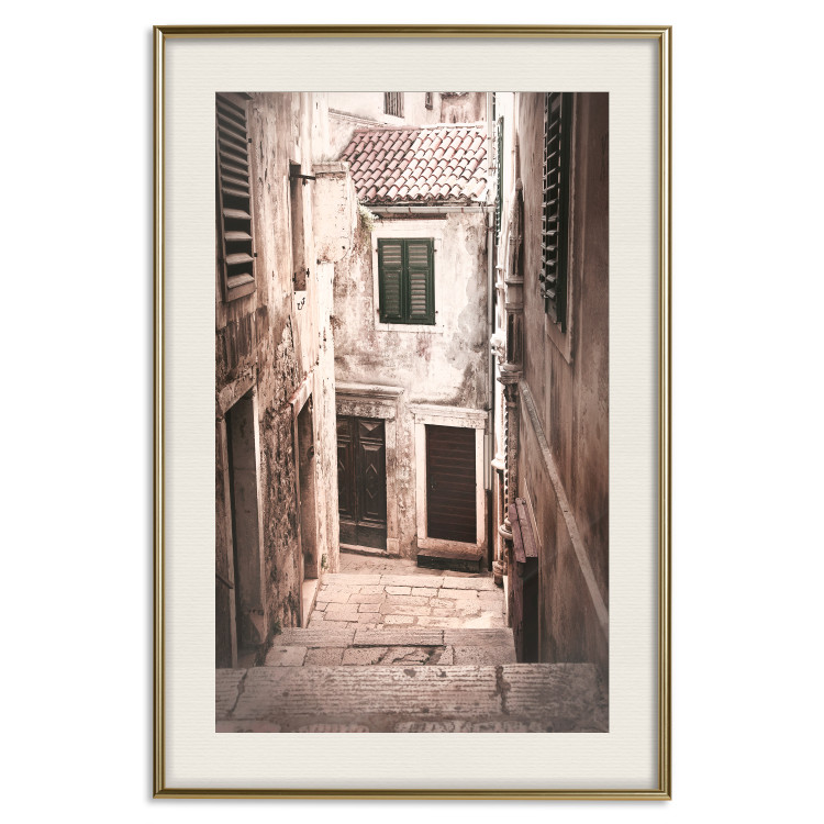 Wall Poster Retro Alley - urban architecture of a stone alleyway in sepia tone 128608 additionalImage 27