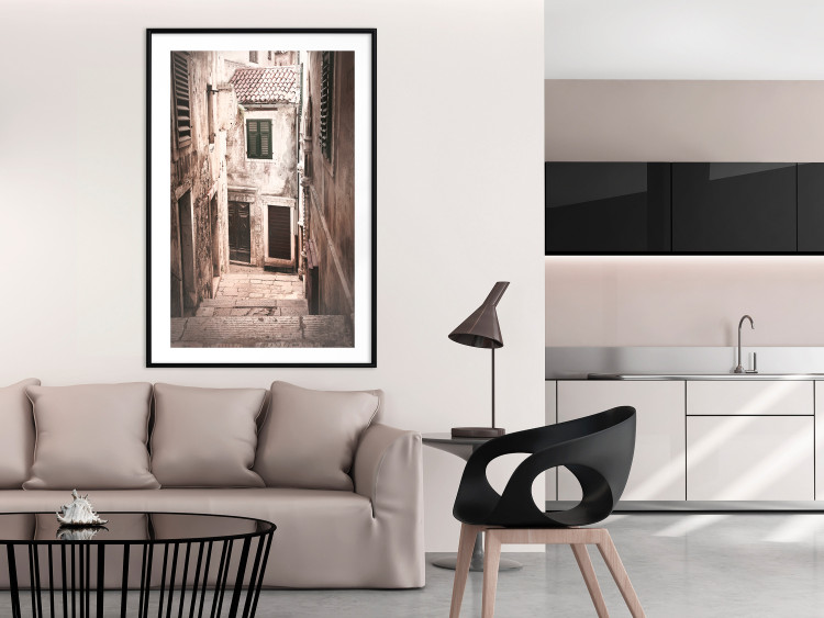 Wall Poster Retro Alley - urban architecture of a stone alleyway in sepia tone 128608 additionalImage 4
