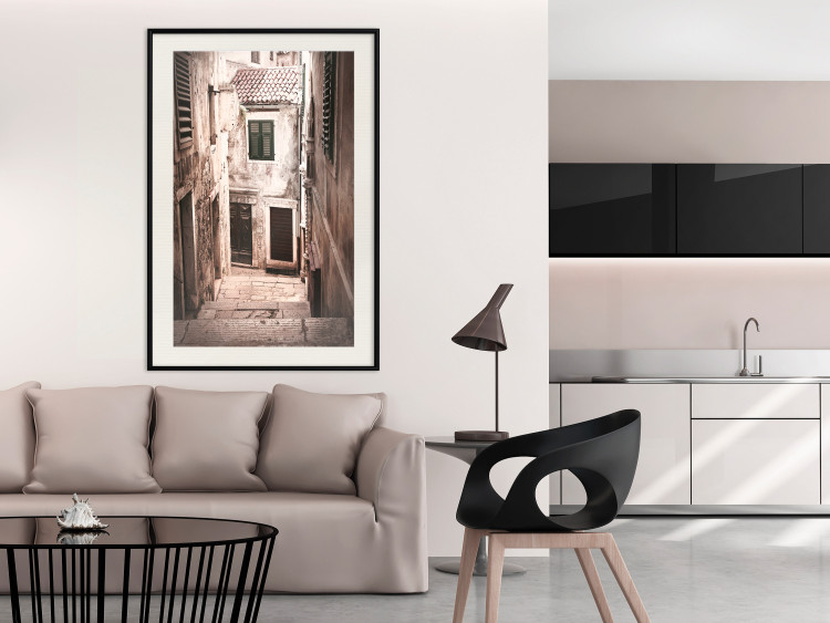 Wall Poster Retro Alley - urban architecture of a stone alleyway in sepia tone 128608 additionalImage 23
