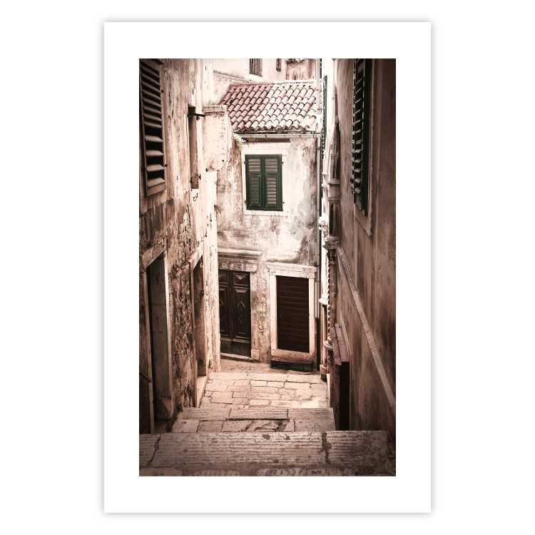 Wall Poster Retro Alley - urban architecture of a stone alleyway in sepia tone 128608 additionalImage 21