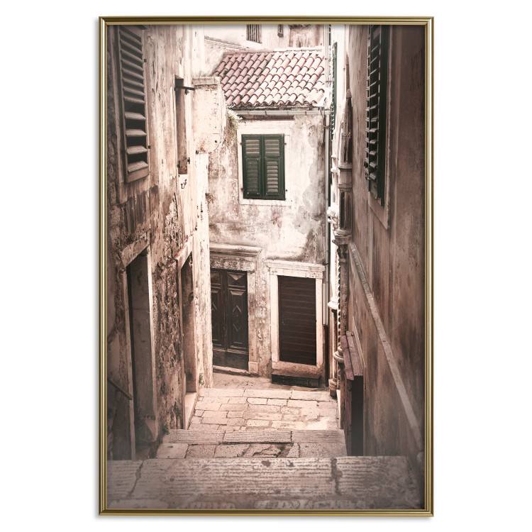 Wall Poster Retro Alley - urban architecture of a stone alleyway in sepia tone 128608 additionalImage 16