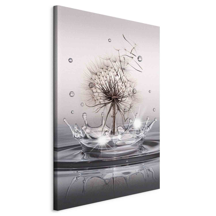 Canvas Wind Drops (1-piece) Vertical - dandelion flower falling into water 132108 additionalImage 2