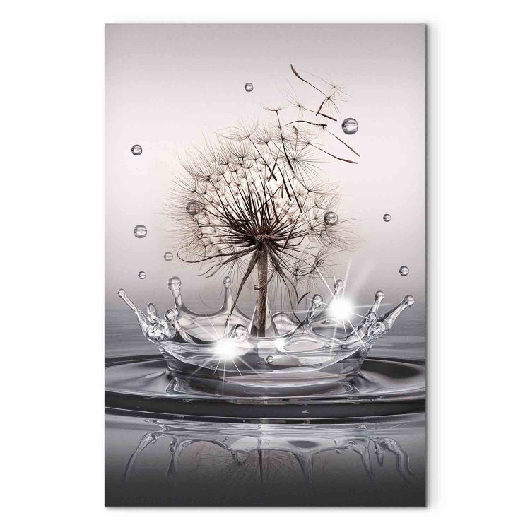 Canvas Wind Drops (1-piece) Vertical - dandelion flower falling into water 132108 additionalImage 7