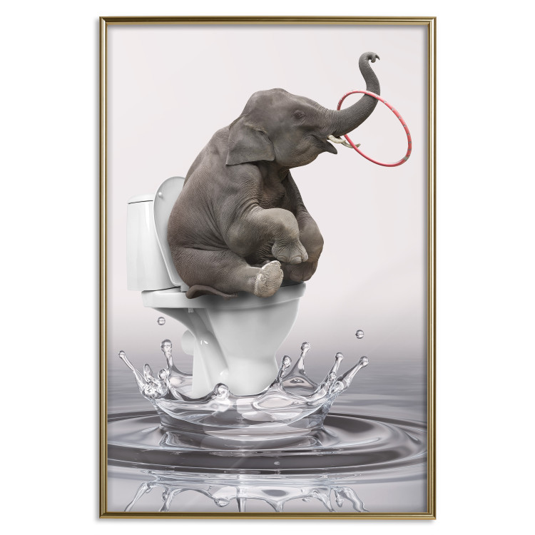 Poster Surfing - abstract and whimsical elephant on a surfboard falling into the water 132208 additionalImage 17