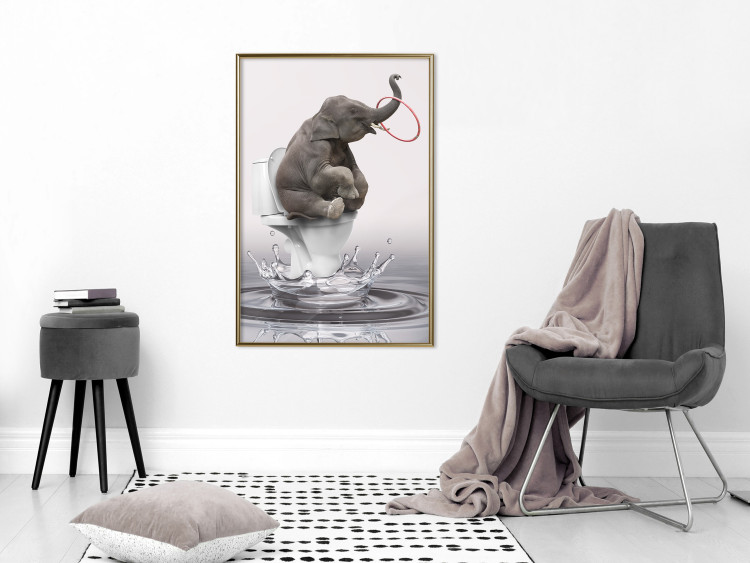 Poster Surfing - abstract and whimsical elephant on a surfboard falling into the water 132208 additionalImage 7