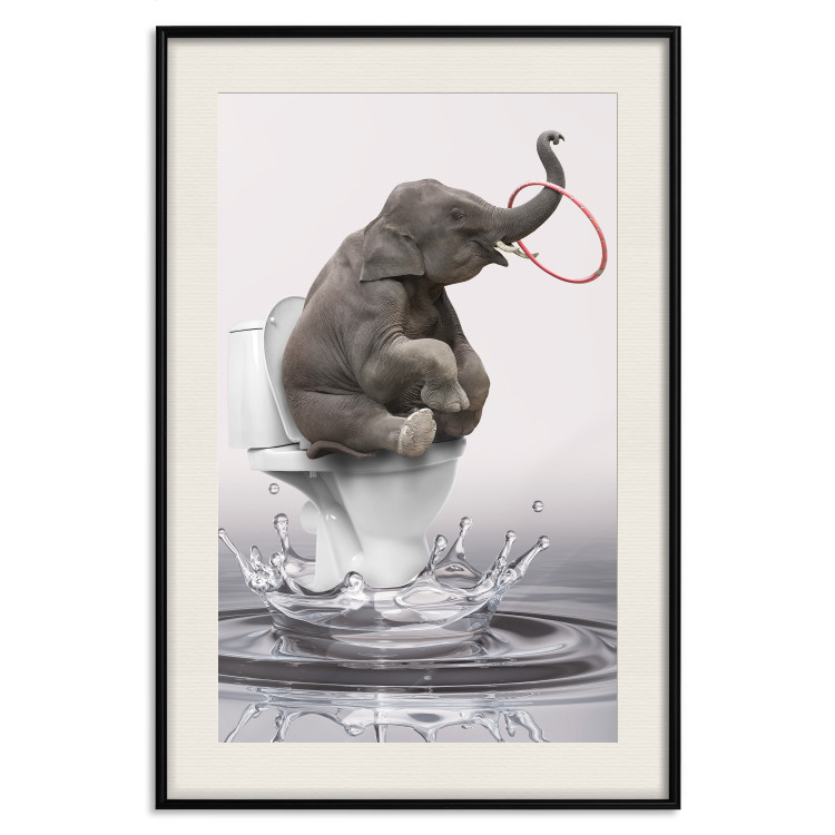 Poster Surfing - abstract and whimsical elephant on a surfboard falling into the water 132208 additionalImage 19