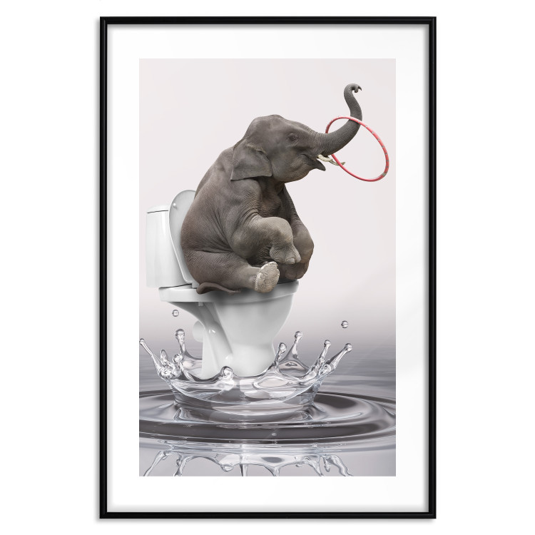 Poster Surfing - abstract and whimsical elephant on a surfboard falling into the water 132208 additionalImage 17