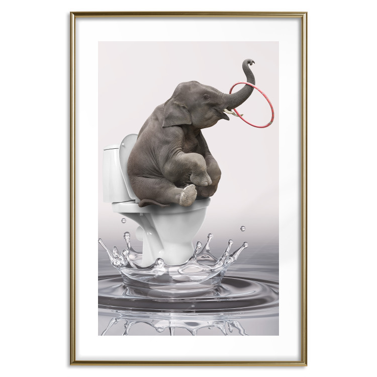 Poster Surfing - abstract and whimsical elephant on a surfboard falling into the water 132208 additionalImage 14