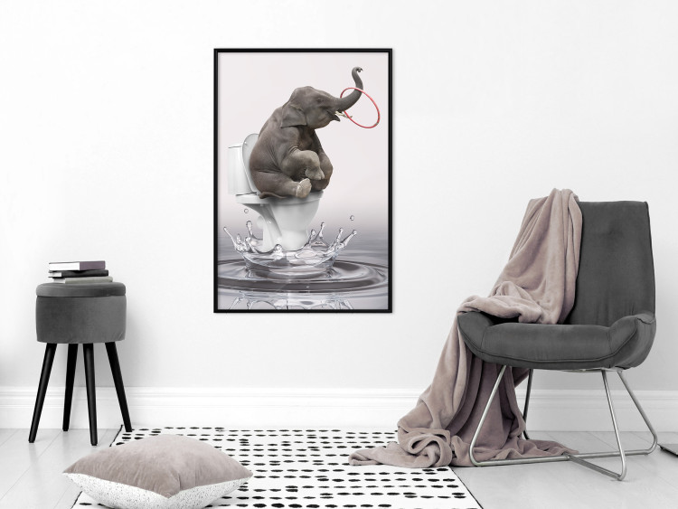 Poster Surfing - abstract and whimsical elephant on a surfboard falling into the water 132208 additionalImage 6