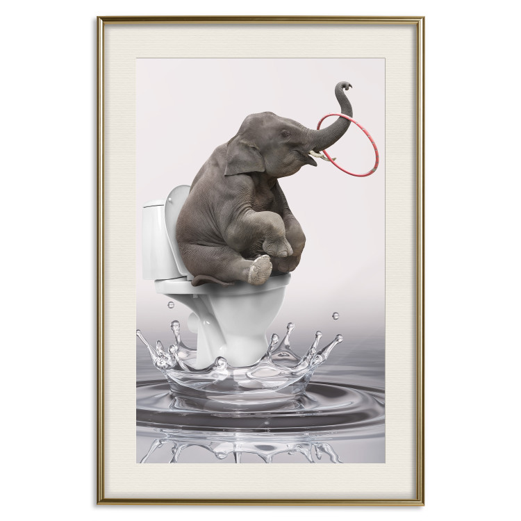 Poster Surfing - abstract and whimsical elephant on a surfboard falling into the water 132208 additionalImage 20
