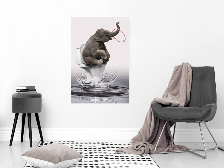Poster Surfing - abstract and whimsical elephant on a surfboard falling into the water 132208 additionalImage 4