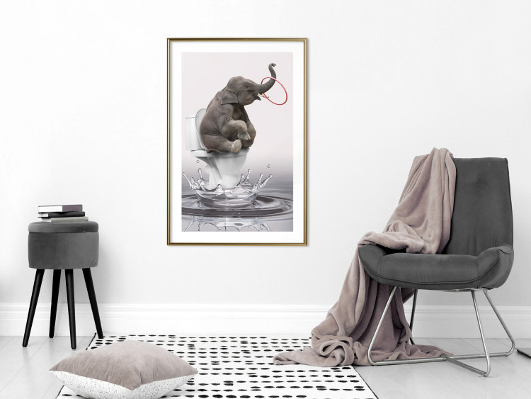 Poster Surfing - abstract and whimsical elephant on a surfboard falling into the water 132208 additionalImage 15