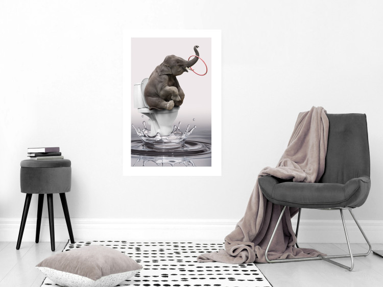 Poster Surfing - abstract and whimsical elephant on a surfboard falling into the water 132208 additionalImage 5