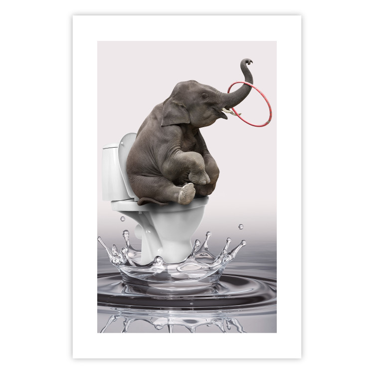 Poster Surfing - abstract and whimsical elephant on a surfboard falling into the water 132208 additionalImage 25
