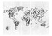 Room Divider Retro Continents (Gray) II (5-piece) - black and white world map 132708 additionalThumb 3