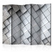 Folding Screen Gray 3D Background II (5-piece) - geometric composition in tiles 133008