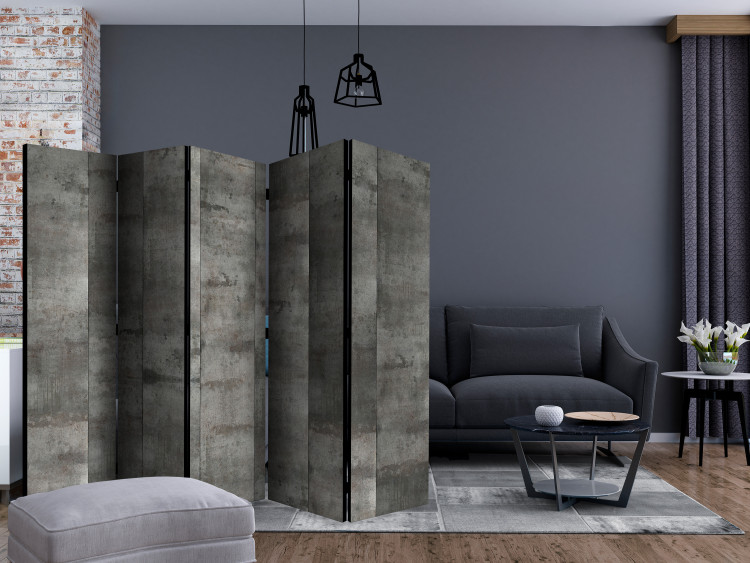 Room Divider Screen Steel Pattern II (5-piece) - industrial composition in gray background 133208 additionalImage 4