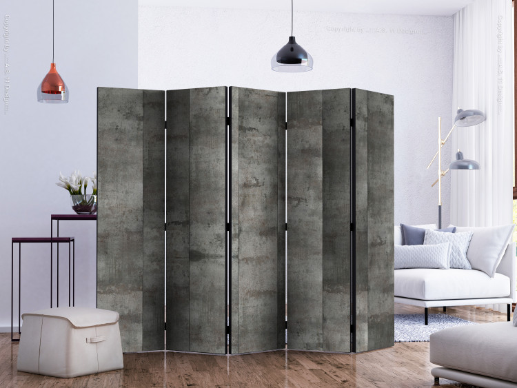Room Divider Screen Steel Pattern II (5-piece) - industrial composition in gray background 133208 additionalImage 2