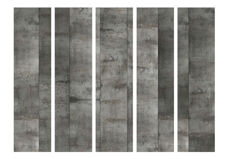 Room Divider Screen Steel Pattern II (5-piece) - industrial composition in gray background 133208 additionalImage 3