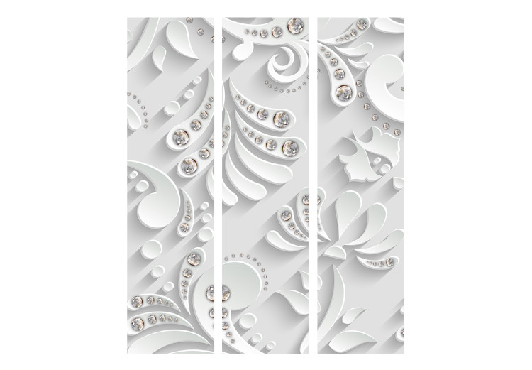 Folding Screen Flowers in Crystals (3-piece) - abstraction in plant ornaments 133408 additionalImage 3