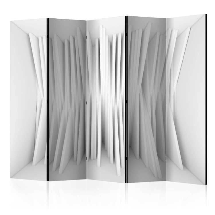 Room Divider Screen White Equilibrium II - abstract pattern of white geometric figures 133708