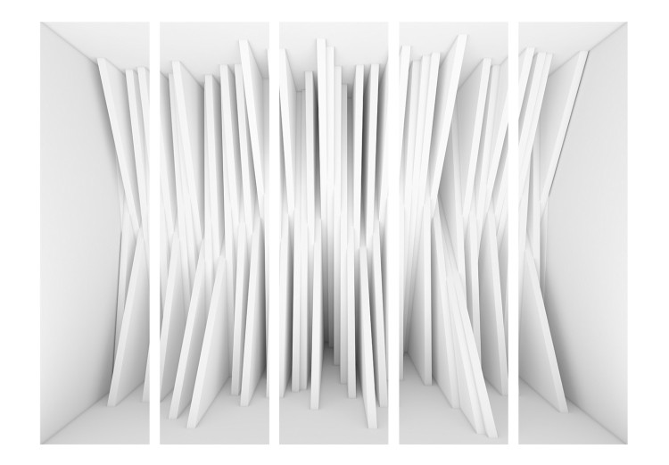 Room Divider Screen White Equilibrium II - abstract pattern of white geometric figures 133708 additionalImage 3