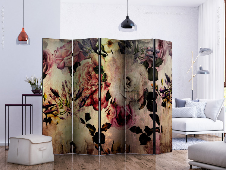 Room Divider Screen Flowers of Nostalgia II - romantic roses in a vintage retro atmosphere 133908 additionalImage 2