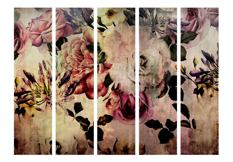 Room Divider Screen Flowers of Nostalgia II - romantic roses in a vintage retro atmosphere 133908 additionalImage 3