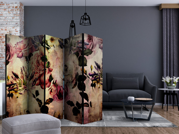 Room Divider Screen Flowers of Nostalgia II - romantic roses in a vintage retro atmosphere 133908 additionalImage 4