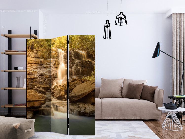 Folding Screen Sunny Waterfall - tropical waterfall landscape cascading from rocks 134108 additionalImage 4
