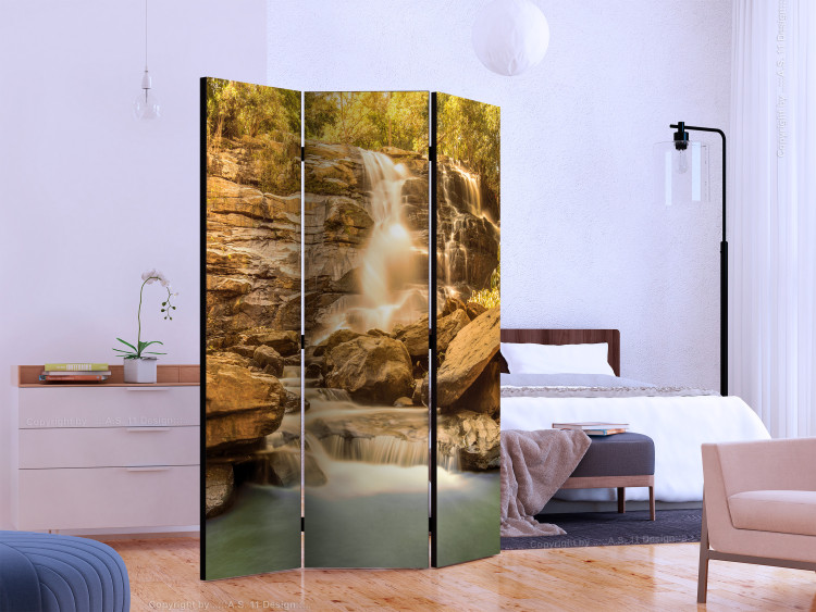 Folding Screen Sunny Waterfall - tropical waterfall landscape cascading from rocks 134108 additionalImage 2