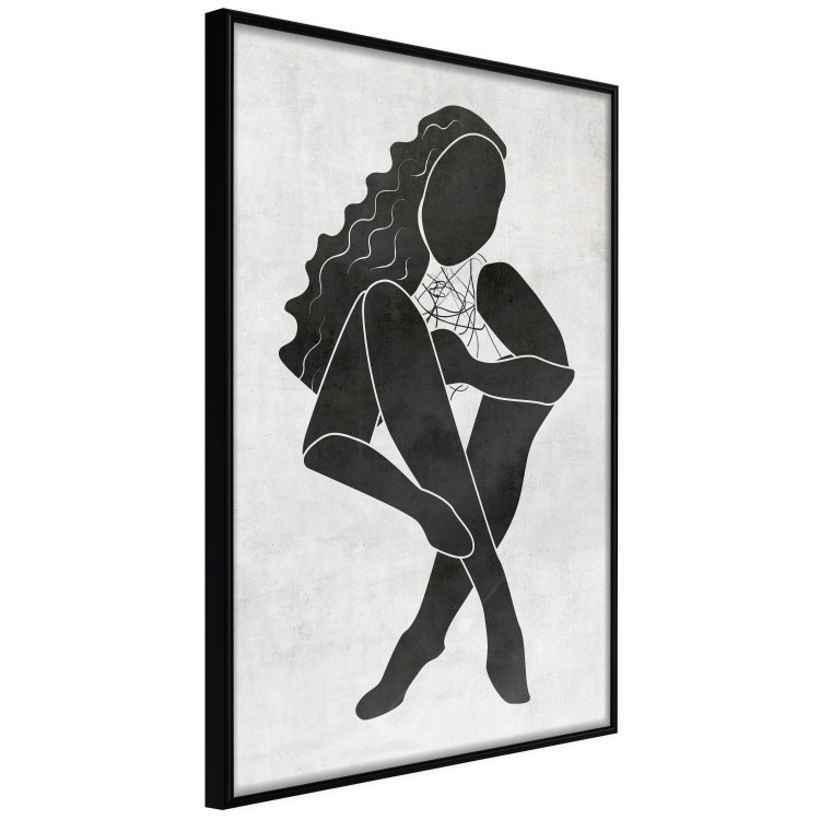 Wall Poster Seated Figure - black silhouette of a seated woman on a gray background 134208 additionalImage 11