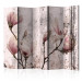 Room Divider Magnolia Curtain II (5-piece) - distressed background and pink flowers 134308