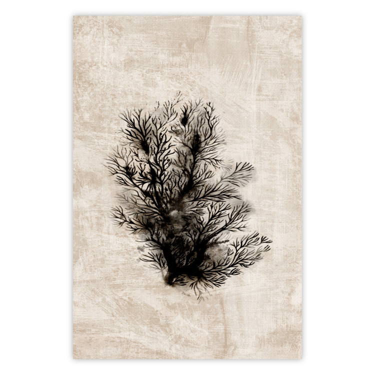 Wall Poster Oceanic Flora - black plant composition on a beige textured background 134508
