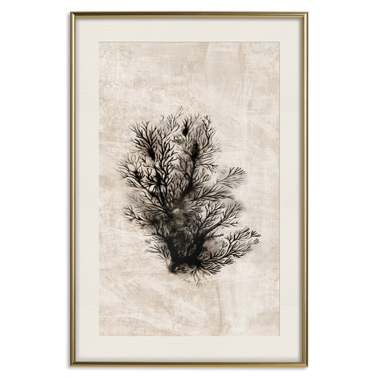 Wall Poster Oceanic Flora - black plant composition on a beige textured background 134508 additionalImage 20
