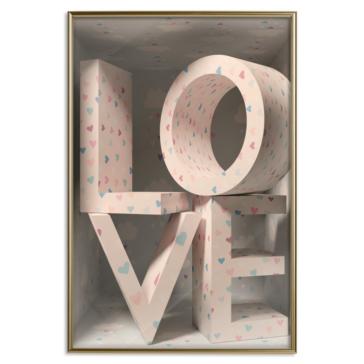 Wall Poster Love in Hearts - texts in heart shapes with 3D effect on a light background 135508 additionalImage 19