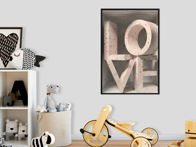 Wall Poster Love in Hearts - texts in heart shapes with 3D effect on a light background 135508 additionalImage 8