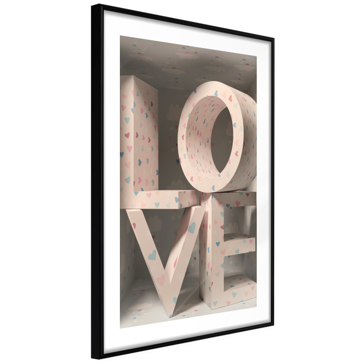 Wall Poster Love in Hearts - texts in heart shapes with 3D effect on a light background 135508 additionalImage 20