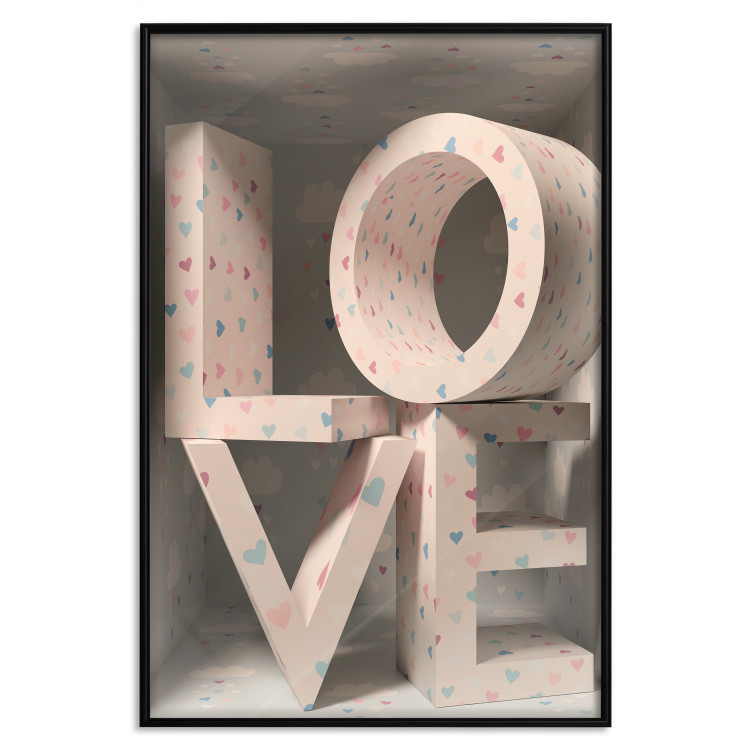 Wall Poster Love in Hearts - texts in heart shapes with 3D effect on a light background 135508 additionalImage 2