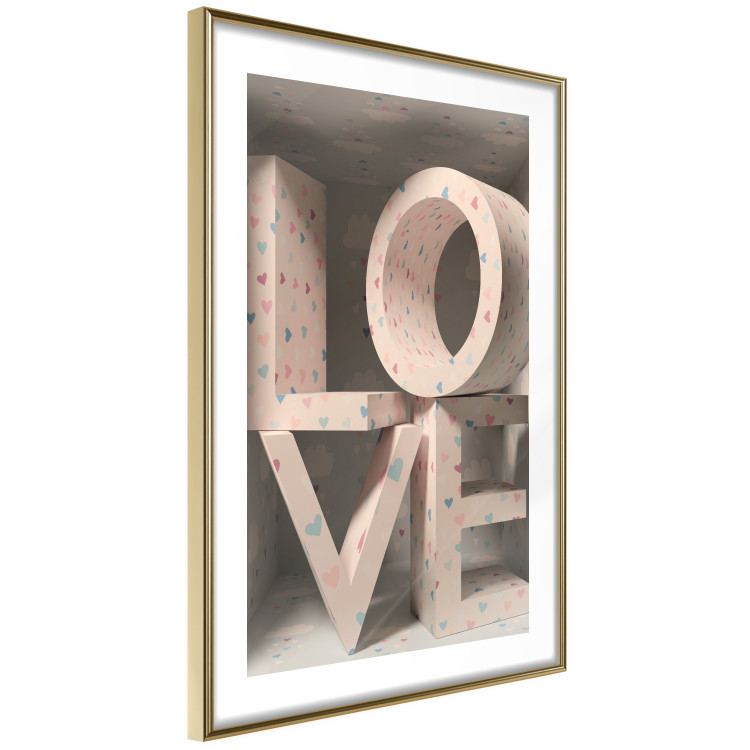 Wall Poster Love in Hearts - texts in heart shapes with 3D effect on a light background 135508 additionalImage 11